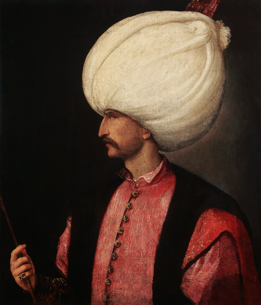 A Venetian-style portrait of Süleyman the Lawgiver ("the Magnificent"), attributed to Titian, ca 1530.