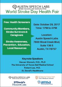 World Stroke Day Health Fair October 29th 1pm-4pm