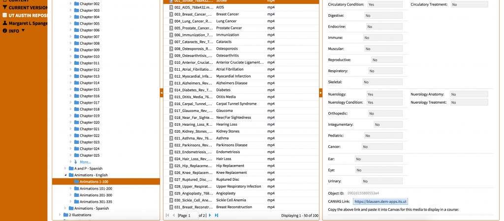Screen Shot of the Canvas Link metadata field