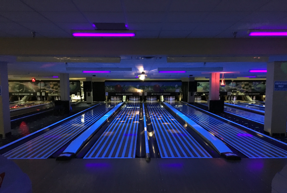 photo of students bowling
