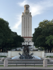 Photo of the fountain in front of the UT Tower