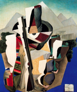 Cubist painting with Mexican revolutionary motifs