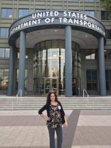 Nicole in front of the US Department of Transportation office
