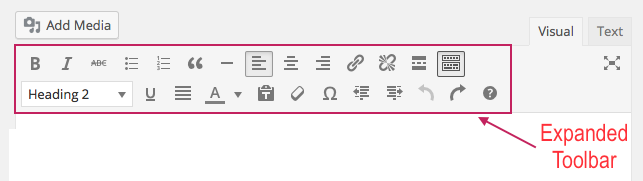 Expanded toolbar