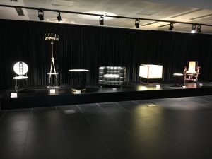 A showcase of chairs at the Museo del Design