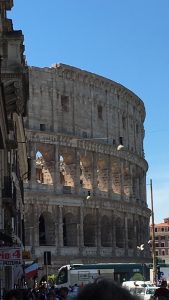 The Colosseum at Rome. Can be seen immediately after you get out of the subway station.