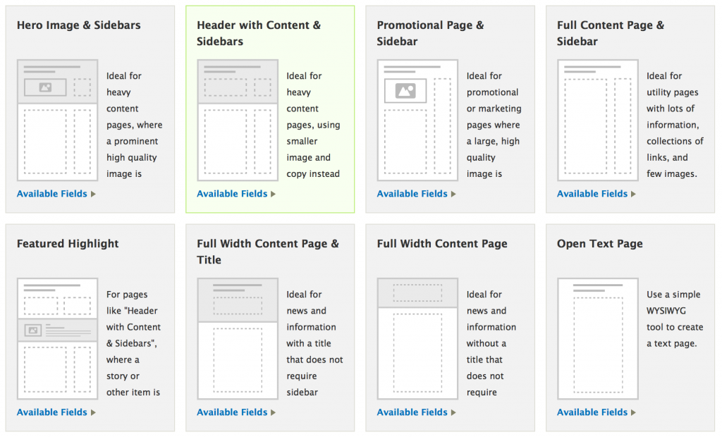 Screenshot of Page Builder templates.