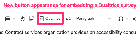 Screenshot showing new Qualtrics button appearance