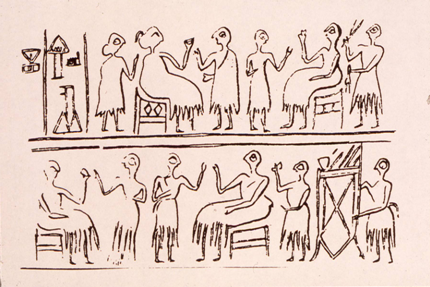 Drawing of banquet scene