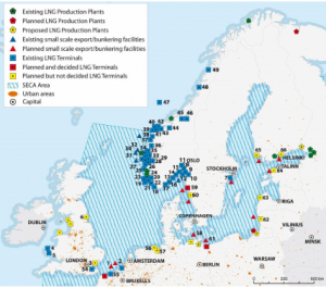 LNG ports in European SECA (IMO).