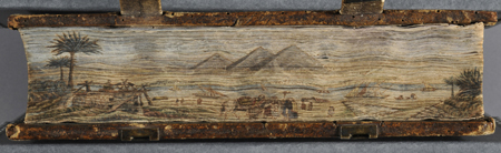 Fore-edge painting of a Nile River scene by John T. Beer on a 1481 Bible