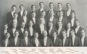 Lew Ney was a member of the Glee Club while he attended The University of Texas at Austin. He's pictured here in a photo from the 1906 Cactus Yearbook on the bottom row, second from the right.