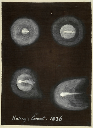 A drawing of Halley's Comet by Caroline Herschel in 1835–1836.