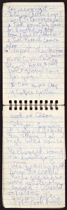 Peter Orlovsky’s notebook titled Rolling Thunder, Oct. 29, 1975.