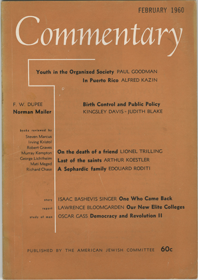 Cover of the February 1960 issue of Commentary magazine.