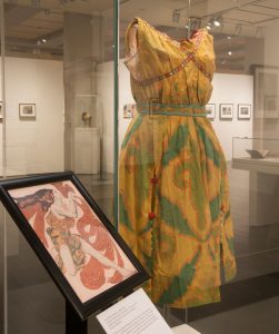The costume on display in the Ransom Center's exhibition Stories to Tell: Selections from the Harry Ransom Center. Photo by Pete Smith.