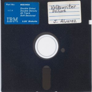 5.25-inch floppy disk from the Julia Alvarez papers, circa 1984.