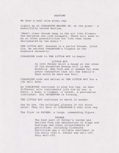 First page of the musical treatment for Ragtime, 1994