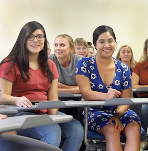 Students on new chairs