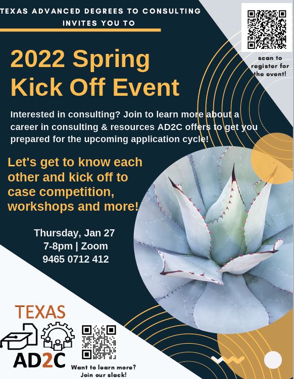 2022 Spring Kick Off Event Texas Advanced Degree 2 Consulting