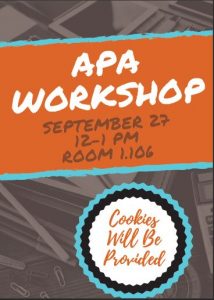 APA Workshop Flyer September 27th 12-1pm