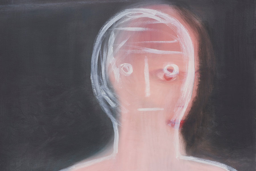 painting of figure with chalk outline