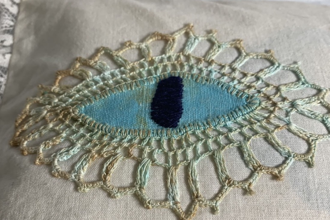 embroidery in shape of eye