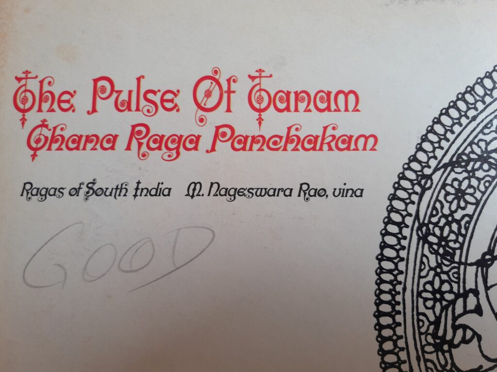 Close up of the cover of The Pulse of Tanam with the word "Good" handwritten below the title of the album