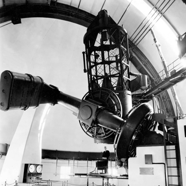 the McDonald Observatory 82-inch reflector telescope on Mt. Locke at the time of dedication in 1939