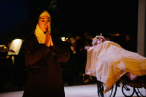 A nun is praying