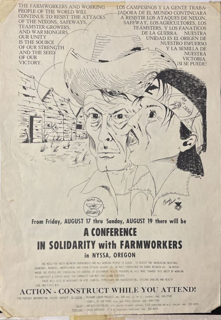 Flyer for a farmworkers' movement conference in Nyssa, Oregon