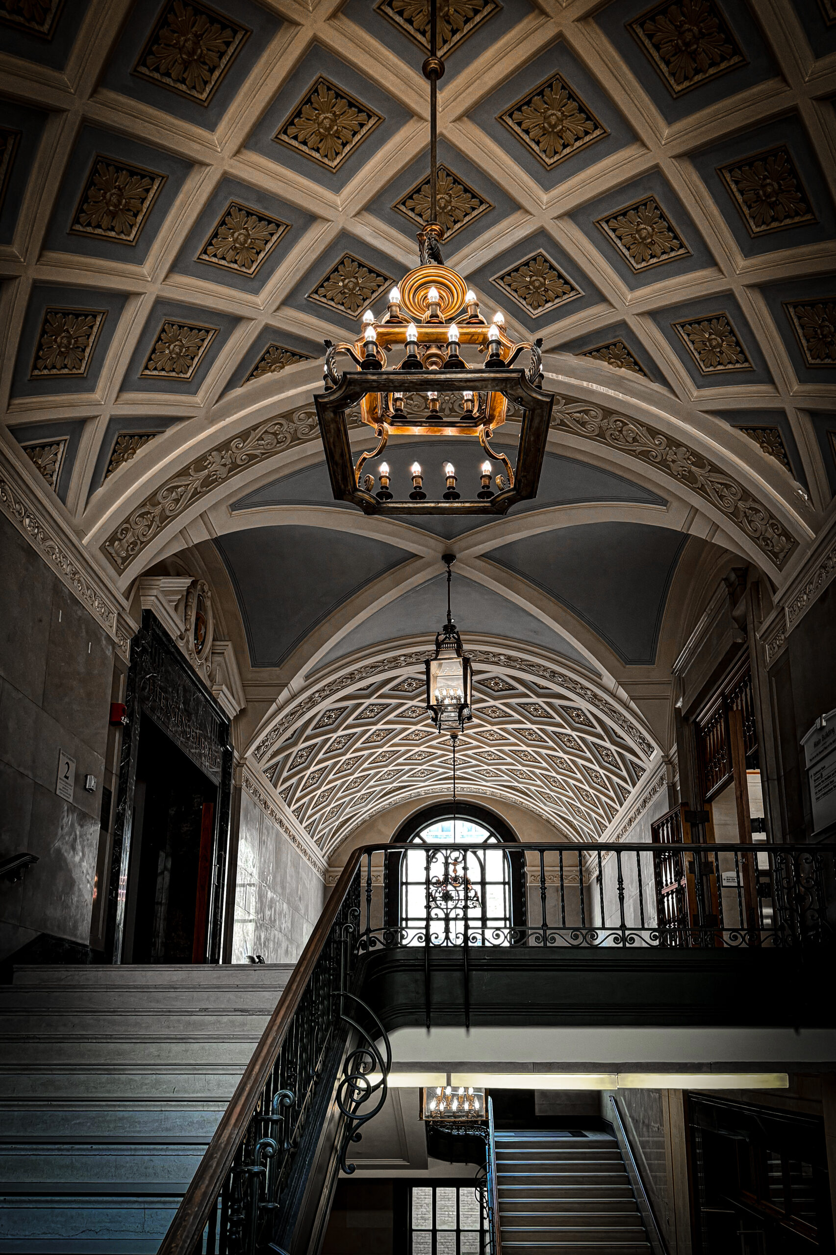 Photo in the stairwell at the Main Building at UT Austin.