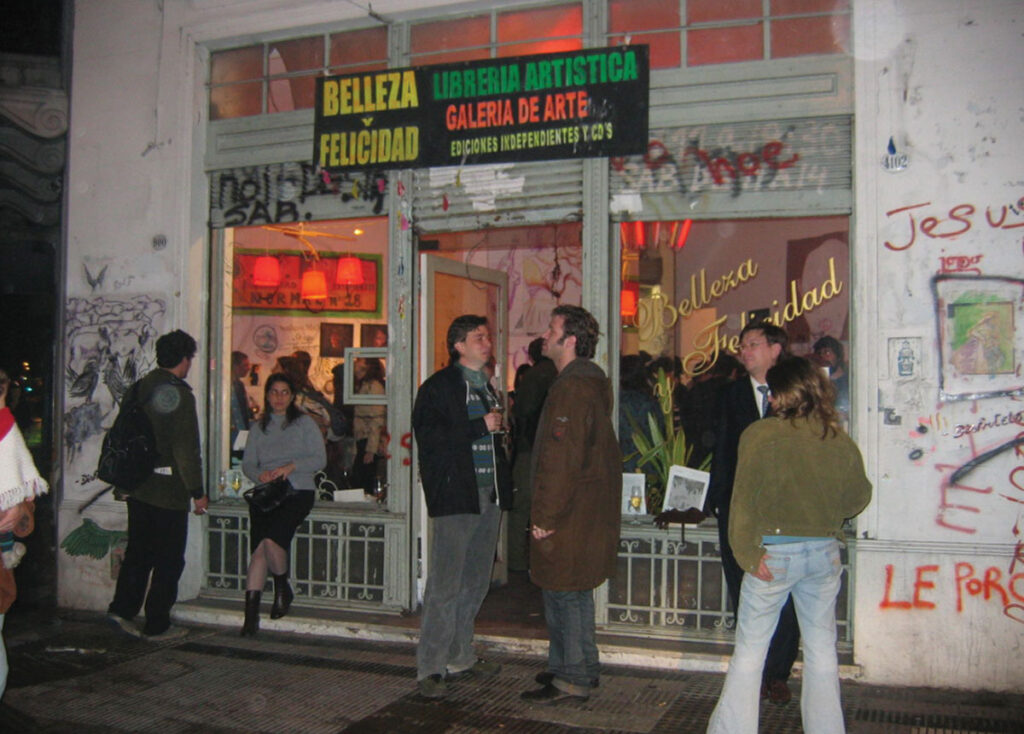 Photograph of storefront in Buenos Aires hosting exhibition