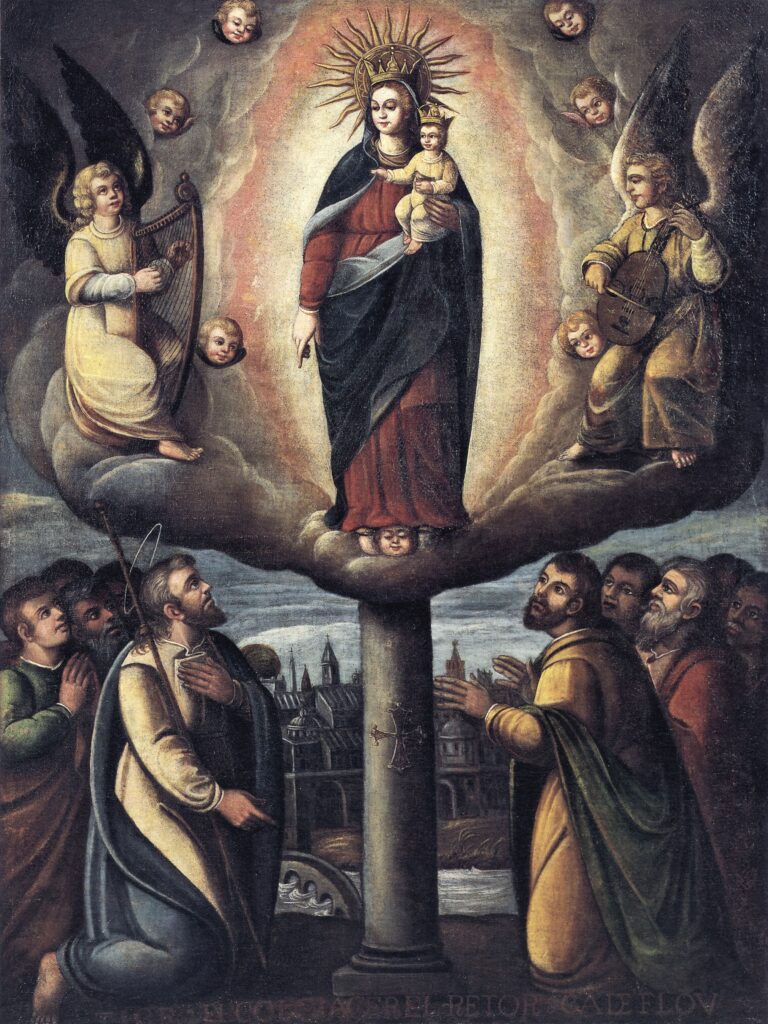 Spanish colonial painting depicting Virgin Mary