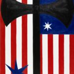 abstract work inspired by US and Puerto Rican flags