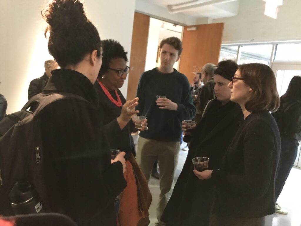 Students and faculty in conversation with artist Rosana Paulino at the Visual Arts Center at UT