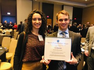 Picture of Inessa Ach and Chris Bischak with this Outstanding UTC Student of the Year Award at the CUTC Reception and Award Banquet