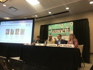 Lisa Loftus-Otway with her fellow panelists Finch Fulton (USDOT), Shailen Bhatt (ITS America), and Alex Fitzsimmons (US Dept of Energy)