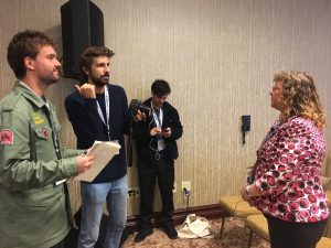 Lisa Loftus-Otway being interviewed after the panel