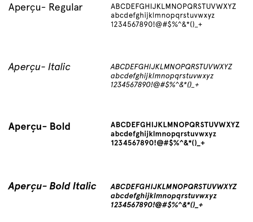 Sample of Aperçu typeface