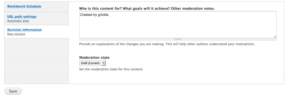 revision information tab moderation state