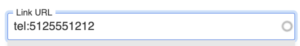 Link Button Dialogue Box with a telephone number