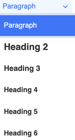 Paragraph and Heading tags button