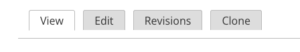Tabs for editing a website that say edit, revisions and clone.
