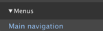 Screenshot of the Menus sidebar and the Main navigation link.