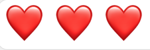 Three emoji hearts 