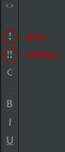 em and strong buttons