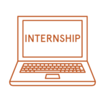 Icon of a laptop with the word Internship on the screen