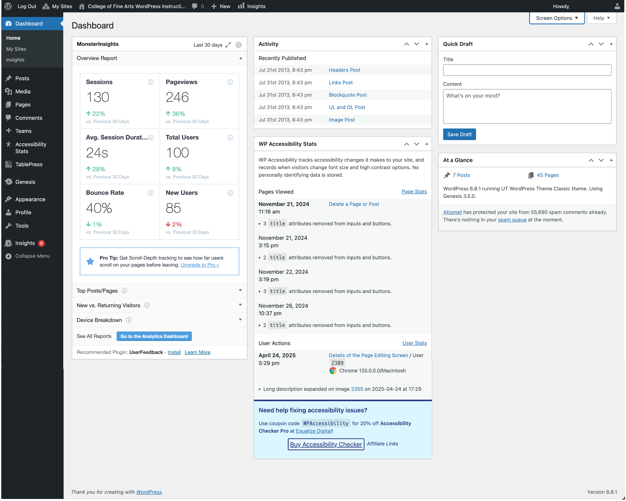The WordPress Dashboard