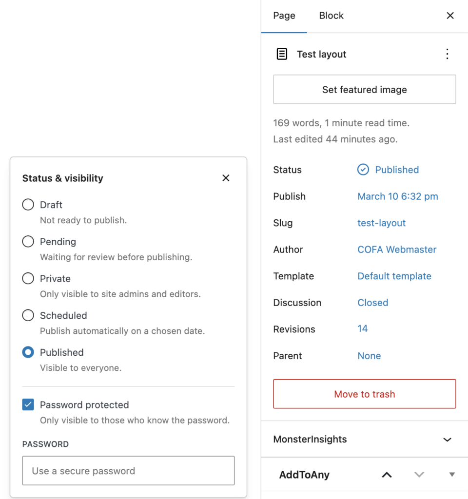 How to password protect a page